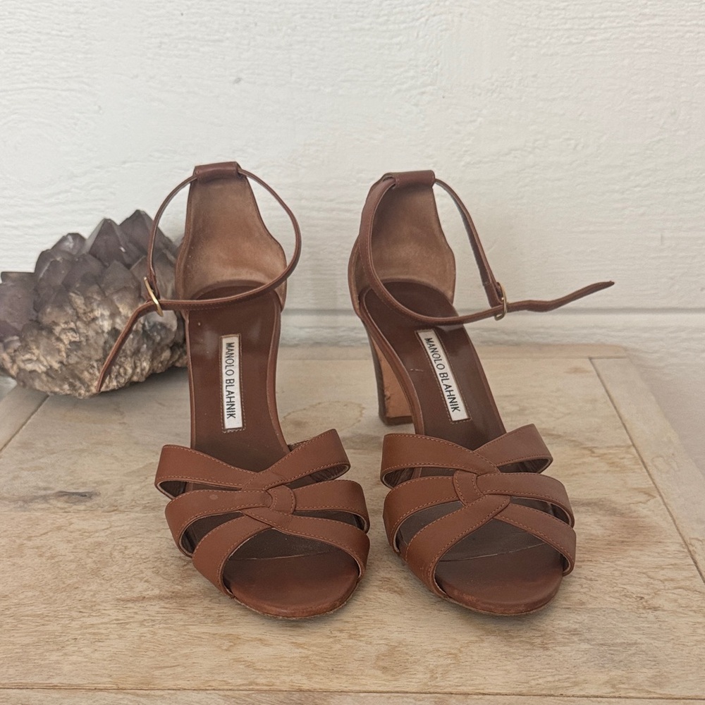 Manolo Blahnik Chestnut Strappy Heels